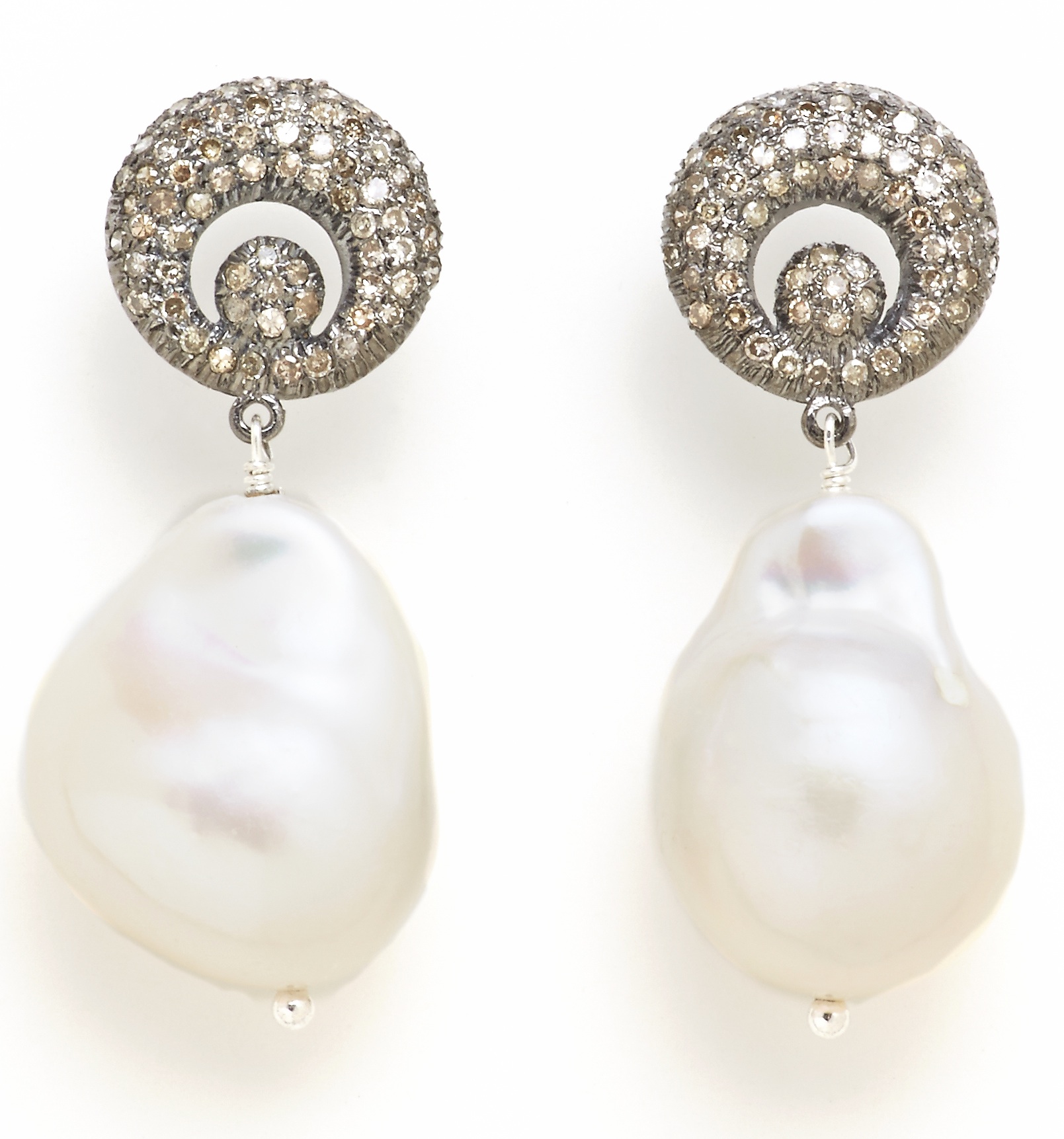 Lisa Mackey: Diamond and Baroque pearl earrings